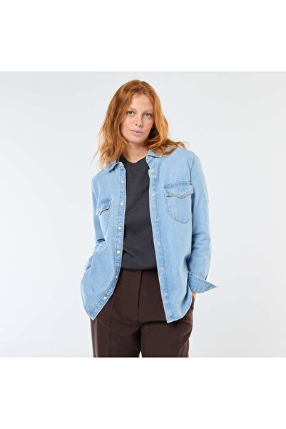 KİABİ Denim Shirt with Flap Pockets BLUE