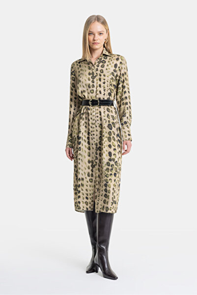 W Collection HAKİ DESENLİ GÖMLEK ELBİSE