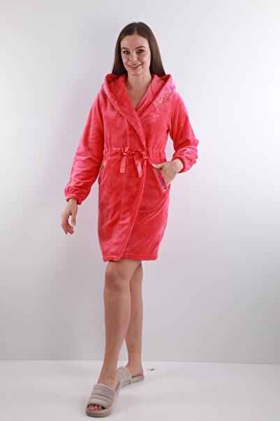 Wild Love Women's 100% Bamboo Hooded Soft Extra Soft Dressing Gown with Embroidery Detail