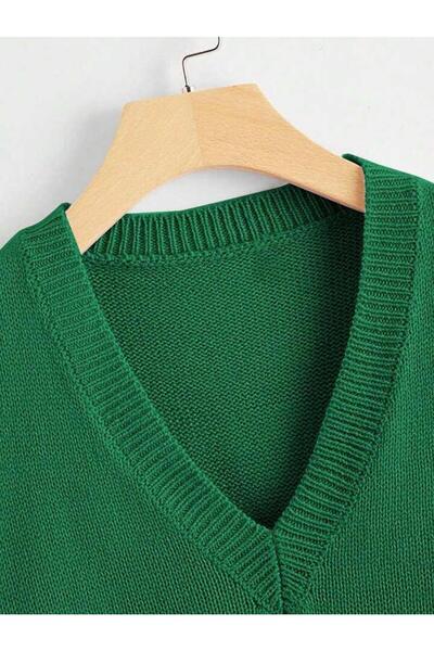 ATE ÖZGÜNEŞ TRİKO TEKSTİL Women's Knitwear V-Neck Solid Sweater