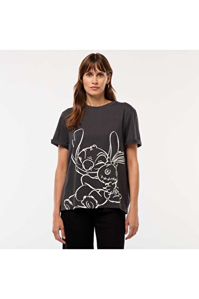 KİABİ 'Stitch' Print T-shirt BLACK