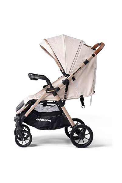 rıch baby Richbaby Deluxe Sport Stroller, Foldable, Adjustable Backrest, Suspension, Storage Basket, Tray with