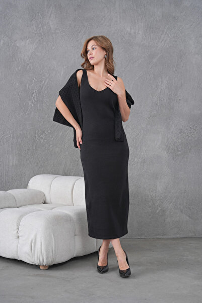 Park Karon Women's Boat Neck Knit Detail Blouse Dress Two-Piece Trko Set