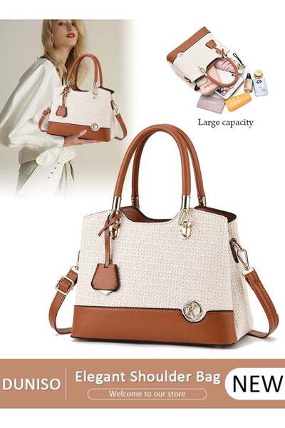 DOMEET Women's Vintage Tote Bag Handbags with Large Capacity Faux Leather Shoulder Bag Ladies Fashion Desig