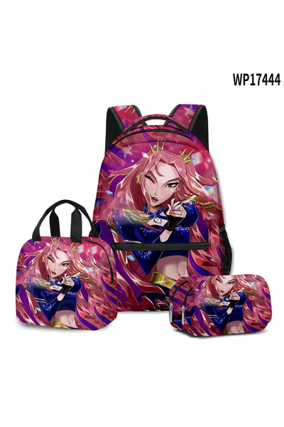 OEM K-POP Hunter Girls, Student Backpack, 3-Piece Set (Backpack + Lunch Bag + Pencil Case), Style 20