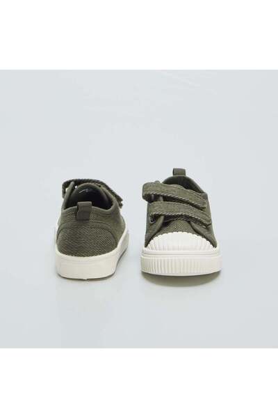 KİABİ Low-top denim canvas trainers with Velcro KHAKI