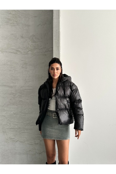 Fashionbox Women's Gel Padding Hooded Zippers Waterproof Inflatable Coat 25222