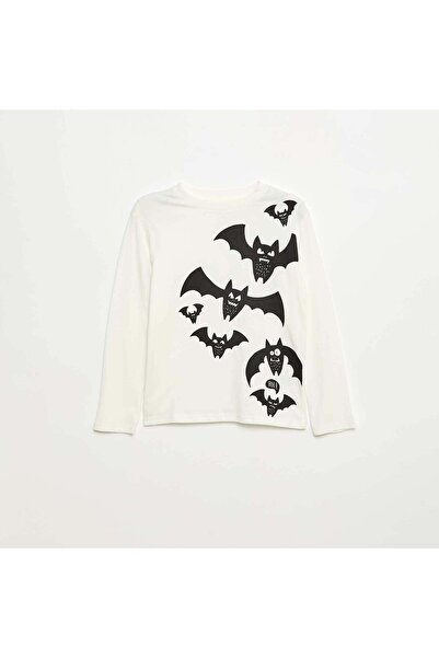 KİABİ Printed long-sleeved T-shirt WHITE