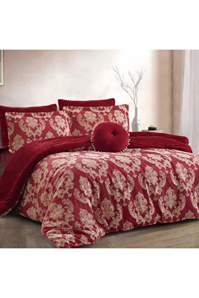 Alhabib bedding Pearl Winter Double Jacquard Bedspread, Burgundy, 7 Pieces
