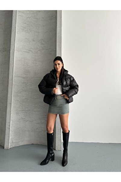 Fashionbox Women's Gel Padding Hooded Zippers Waterproof Inflatable Coat 25222