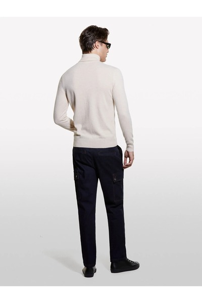 Sisley Cashmere Blended Mock Neck Sweater Men's Cream Sweater - 325A102Hs2177