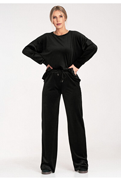 Figl Velvet tracksuit for women - Velvet set for women - black tracksuit M1100 size S/M