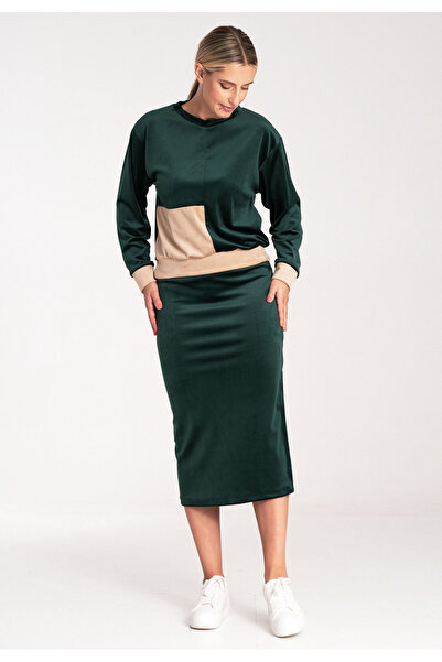 Figl Velour tracksuit set - set with skirt - M1036 green size M