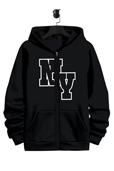 CLASİVA Unisex Zippered Printed Special Design New Product Hooded Sweatshirt