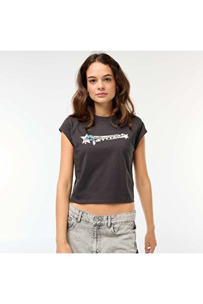 KİABİ Stitch Cropped T-shirt BLACK