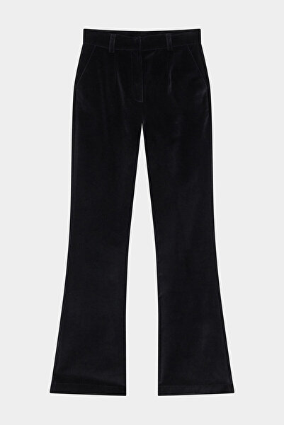 W Collection SİYAH KADİFE İSPANYOL PAÇA PANTOLON
