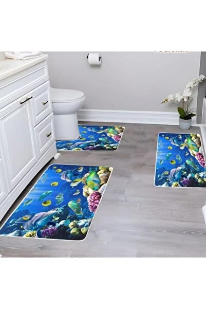 Casa de Vis Bath mat set, 3 pieces, polypropylene, non-slip, multicolor, W-06