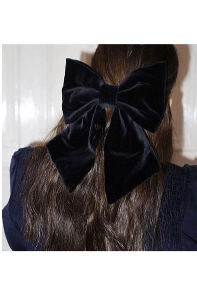 NSMLİFE Agrafă elastică pentru păr cu fundă din catifea neagră de Anul Nou