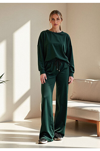 Figl Velvet tracksuit for women - Velvet set for women - green tracksuit M1100 size L/XL