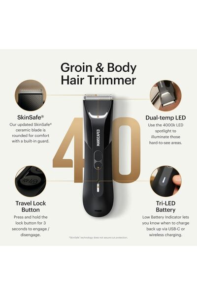 Manscaped Lawn Mower 4.0 PRO Groin & Body Hair Trimmer (SkinSafe, Waterproof, USB-C & Wireless)