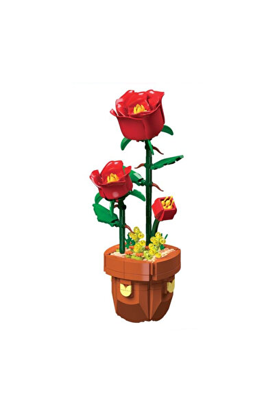 Lumi LUXURY Ghiveci cu Trandafiri Rosii 344 Cuburi de Constructie 29.5x12cm