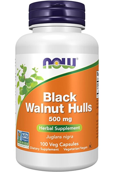 Now Black Walnut Hulls Dietary Supplement - 500 mg, 100 Vegetable Capsules