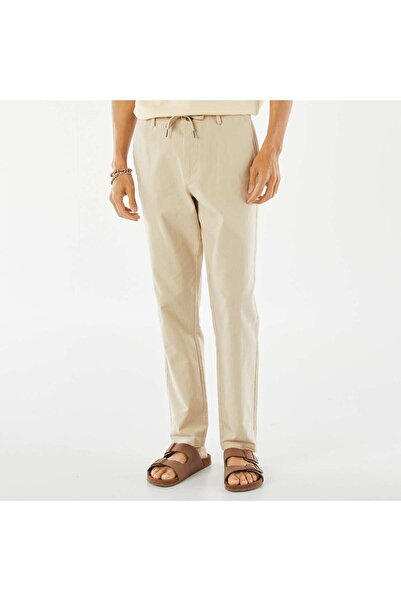 KİABİ Straight-leg linen-blend chinos BEIGE