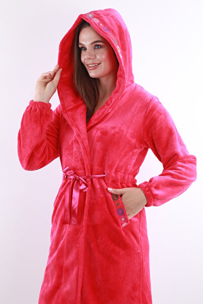 Wild Love Women's 100% Bamboo Hooded Soft Extra Soft Dressing Gown with Embroidery Detail