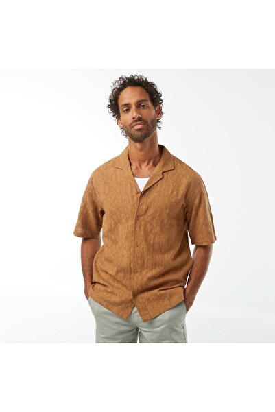 KİABİ Short-sleeved embroidered shirt BEIGE