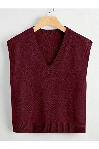 ATE ÖZGÜNEŞ TRİKO TEKSTİL Women's Knitwear V-Neck Solid Sweater