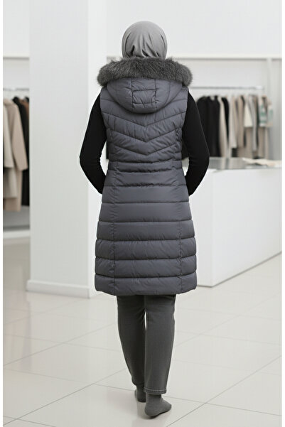 sefamerve Hooded zippered inflatable vest 202419-01 gray