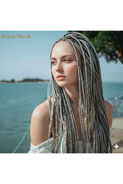 kessy peruk Afrika Örgüsü Kanekalon Fiber Sentetik Saç100gr (Renk kodu)-GREY-2