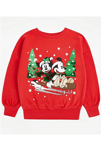 Çipil Red New Year's Sequined Sweatshirt