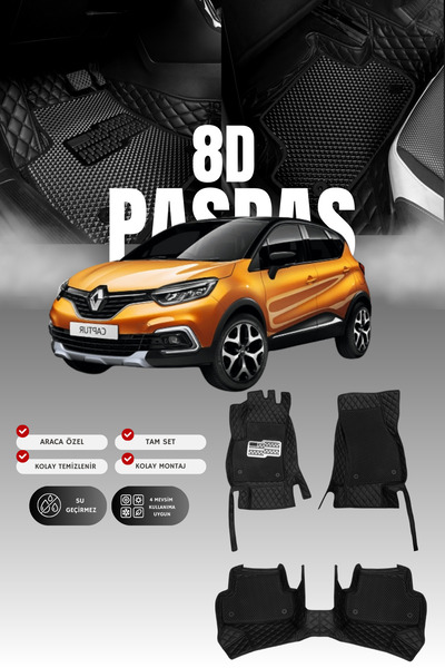 stiloto سجادة أرضية جلدية للسيارة رينو كابتشر (2013-2019) 8D |   حماية كاملة،...