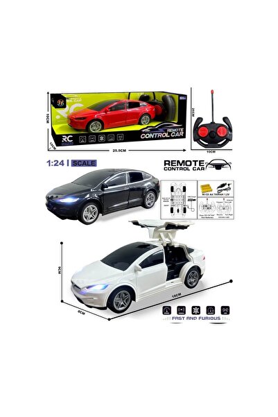 Toysea 1:24 RC Sports Car with 4 Functions, Opening Doors, LED Lights