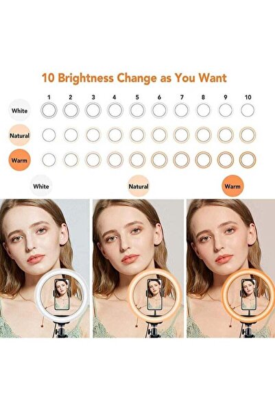 Generic Dimmable LED Ring Light 10inch With Tripod Stand Multicolour
