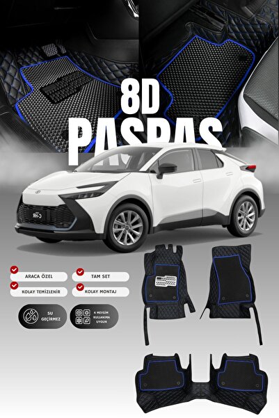 stiloto Toyota CH-R (2023 ve sonrası) 8D Deri Havuzlu Oto Paspas | Tam Koruma...