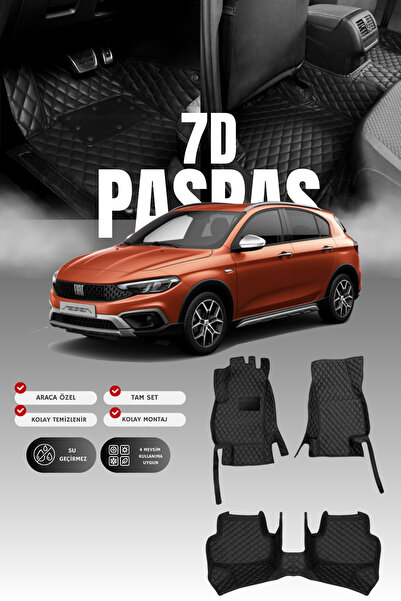 stiloto Fiat Egea Cross (2021-2025) 7D Deri Havuzlu Oto Paspas | Tam Koruma,A...