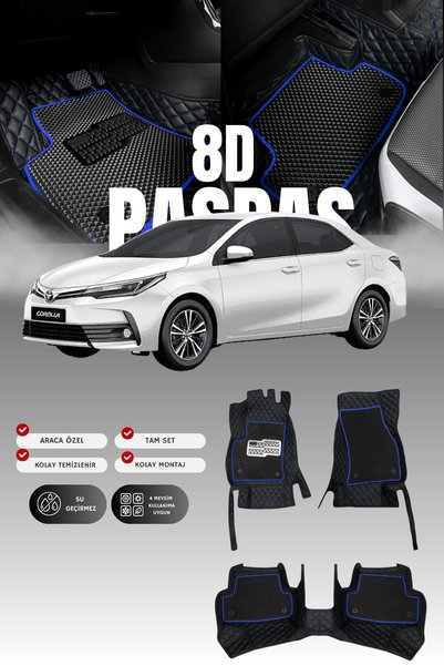 stiloto Toyota Corolla (2016-2018) 8D Deri Havuzlu Oto Paspas | Tam Koruma,Ar...