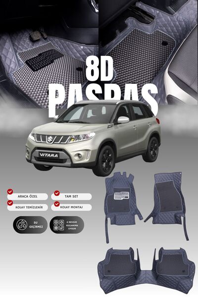 stiloto Suzuki Vitara (2015-2024) 8D Deri Havuzlu Oto Paspas | Tam Koruma,Ara...