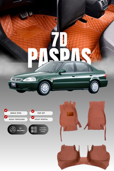 stiloto سجادة أرضية جلدية للسيارة هوندا سيفيك سيدان (1996-2000) 7D |   حماية ...