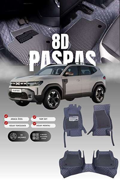 stiloto Renault Duster Full-Hibrit (2024 ve sonrası) 8D Deri Havuzlu Oto Pasp...