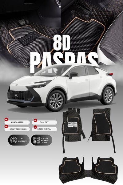 stiloto Toyota CH-R (2023 ve sonrası) 8D Deri Havuzlu Oto Paspas | Tam Koruma...