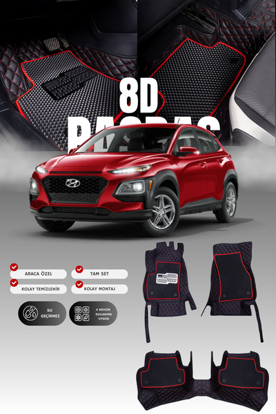 stiloto سجادة أرضية جلدية للسيارة هيونداي كونا (2017-2022) 8D |   حماية كاملة...