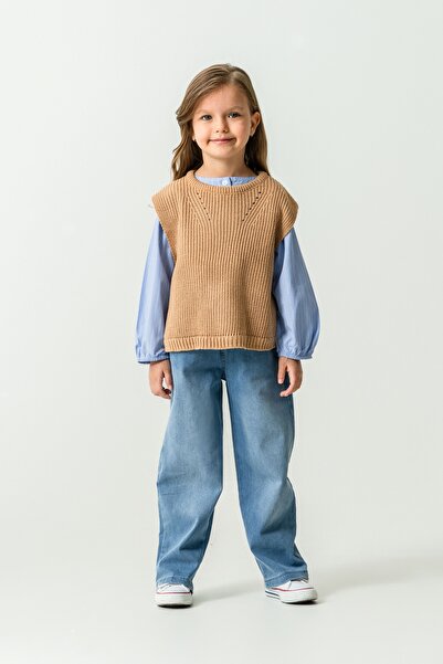 Harika KIDS Girl's Knitwear Vest-Shirt-Denim Pants 3-Piece Set