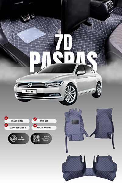 stiloto فولكس فاجن باسات B8 (2015-2022) حصيرة أرضية للسيارة من الجلد 7D بتصمي...