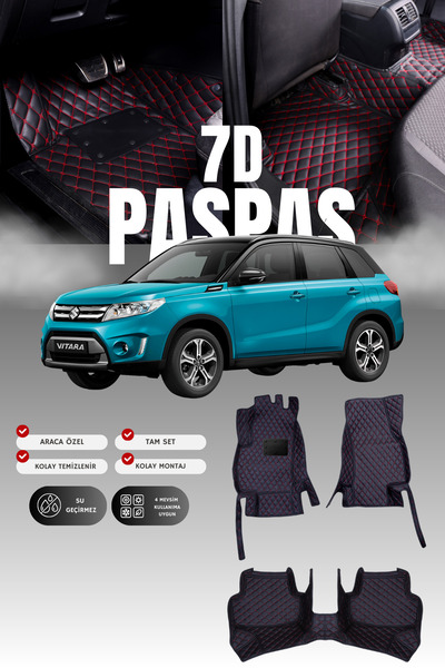 stiloto سجادة أرضية جلدية للسيارة سوزوكي فيتارا (2015-2024) بتصميم 7D |   حما...