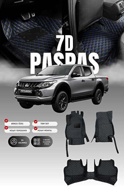stiloto Mitsubishi L200 (2015-2019) 7D Deri Havuzlu Oto Paspas | Tam Koruma,A...