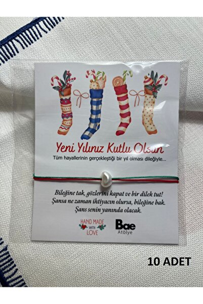 BAE ATOLYE 10 Pcs New Year Gift Pearl Red-Green String Christmas Lucky Bracelet