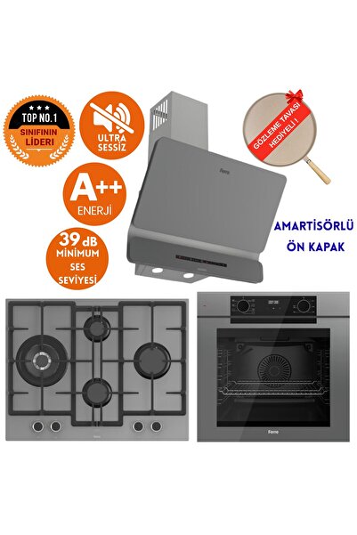 Ferre FryArt & SilentArt GIAO Sessiz Antrasit Gri Ankastre Set (D082-SA+ QEP6...